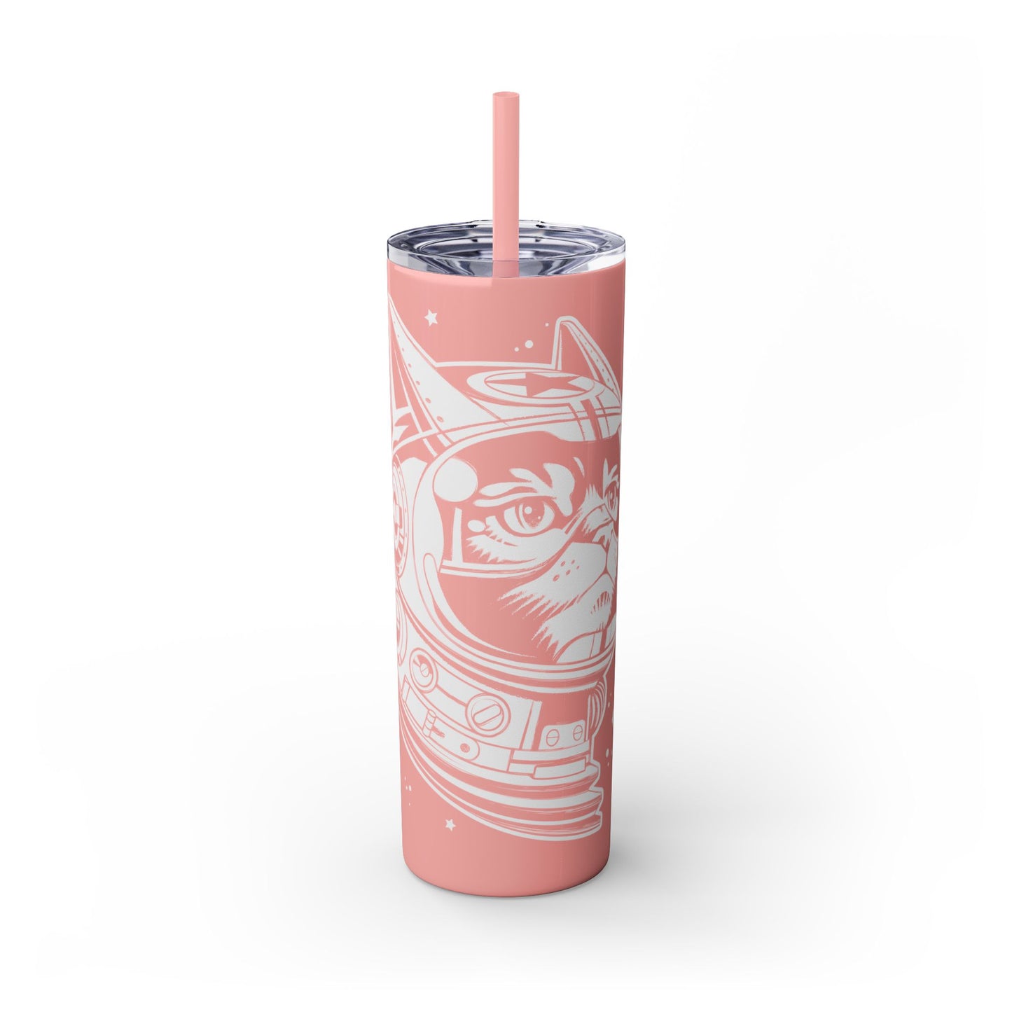 Space Cat Skinny Tumbler with Straw, 20oz