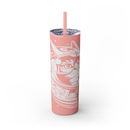 Space Cat Skinny Tumbler with Straw, 20oz