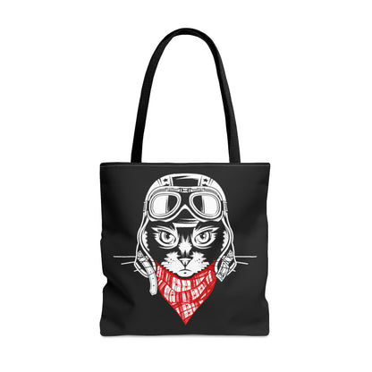 Black Motorcycle Cat Tote Bag