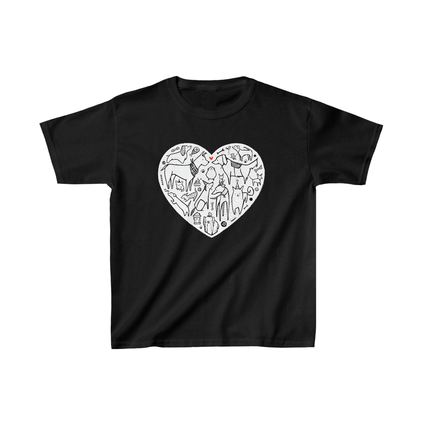 Colorful Dog Heart Kid's Heavy Cotton Tee
