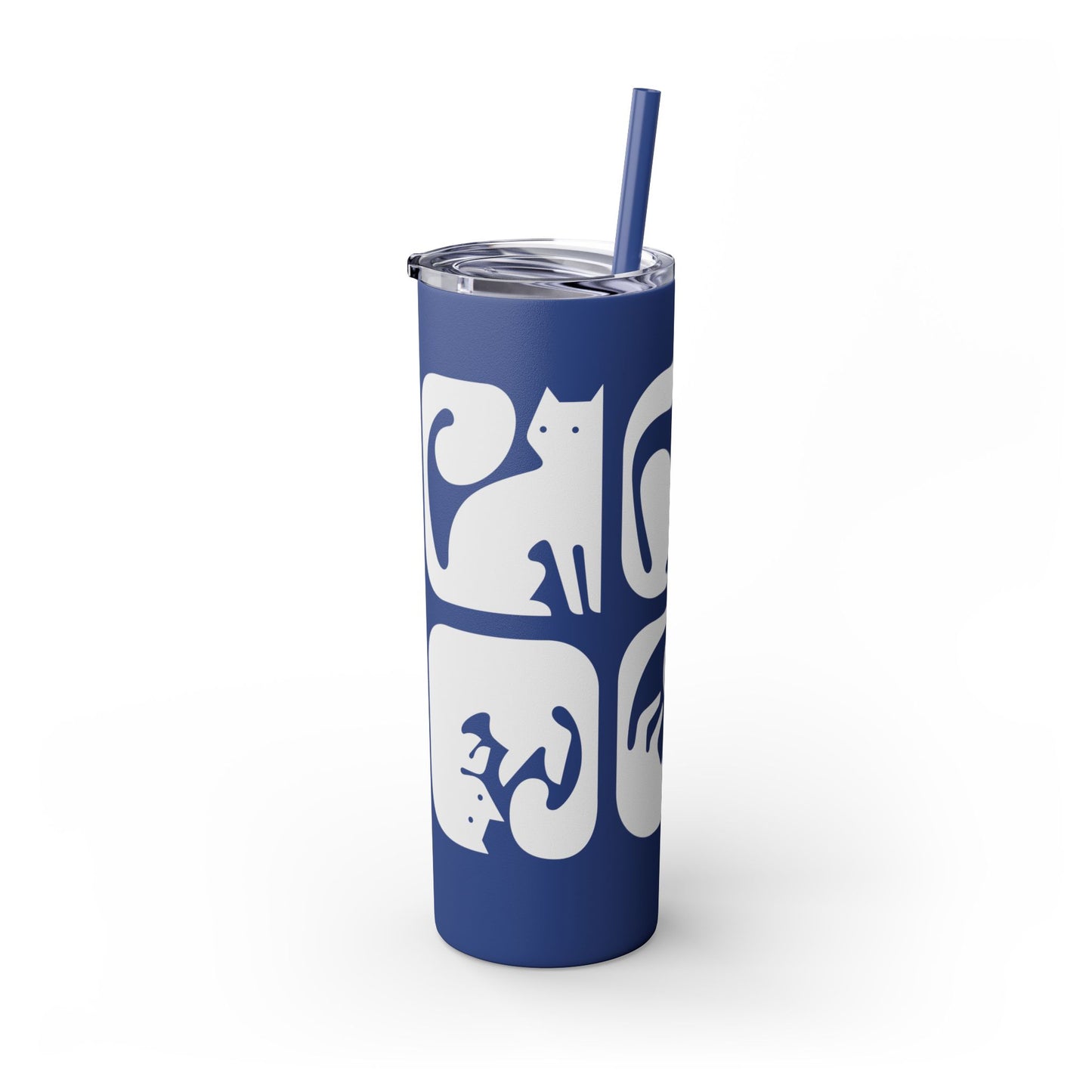 Graphic Cats Skinny Tumbler with Straw, 20oz