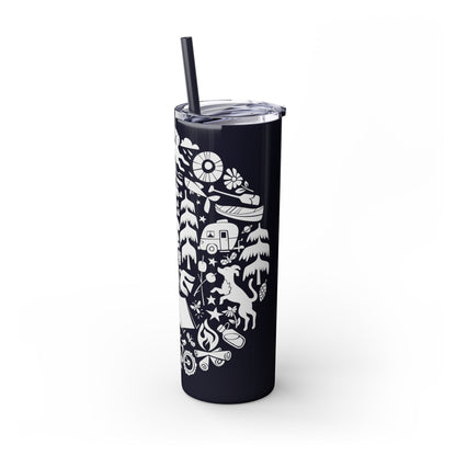 Camping Dogs Skinny Tumbler with Straw, 20oz