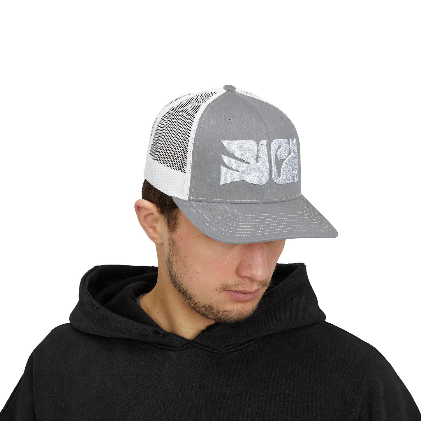 Cat and Bird Graphic Snapback Trucker Cap