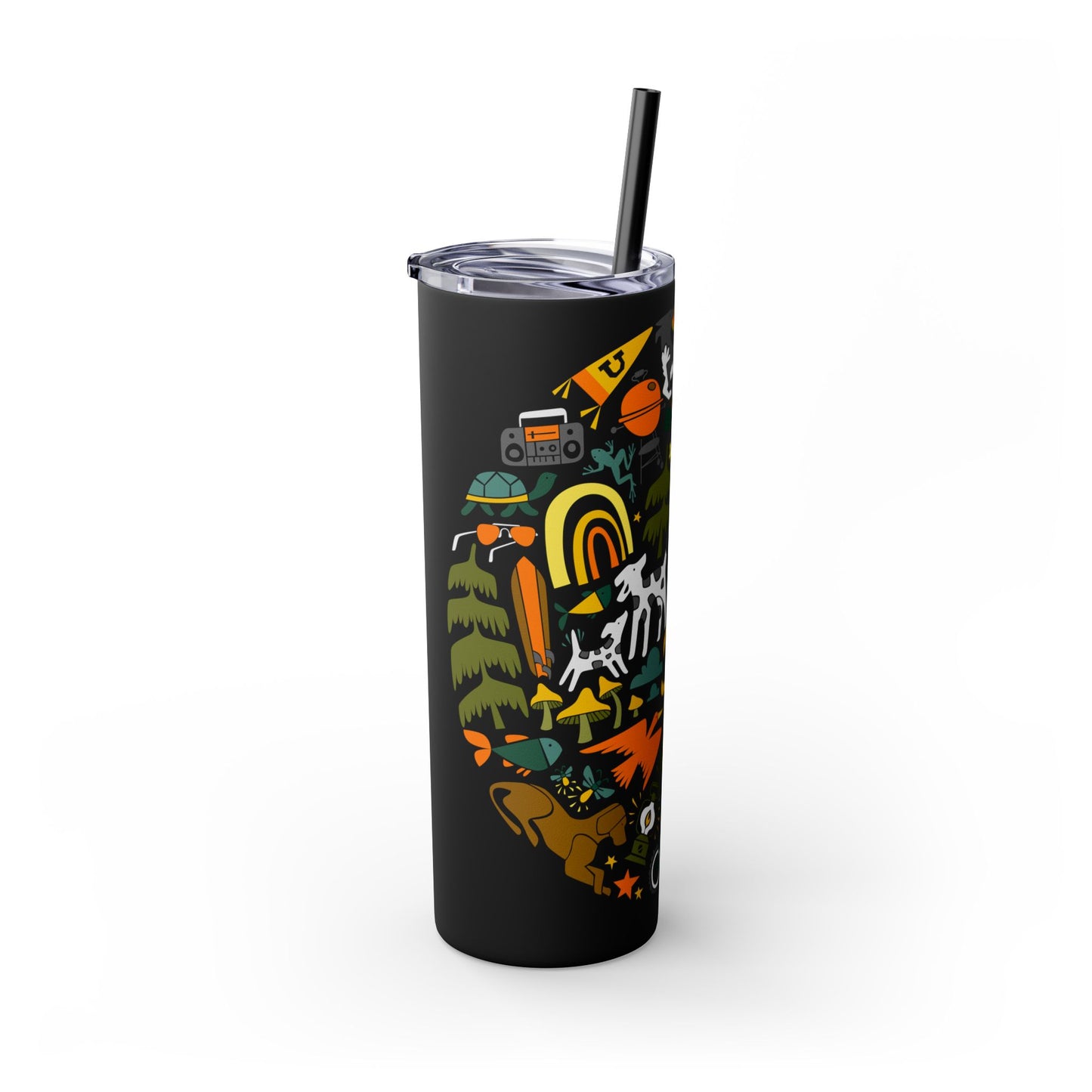 Camping Dogs Skinny Tumbler with Straw, 20oz