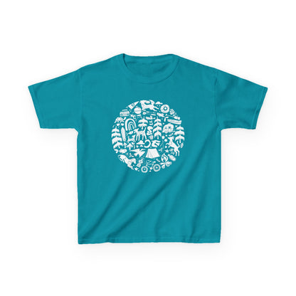 Camping Dogs Kids Heavy Cotton Graphic Tee