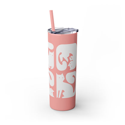 Graphic Cats Skinny Tumbler with Straw, 20oz