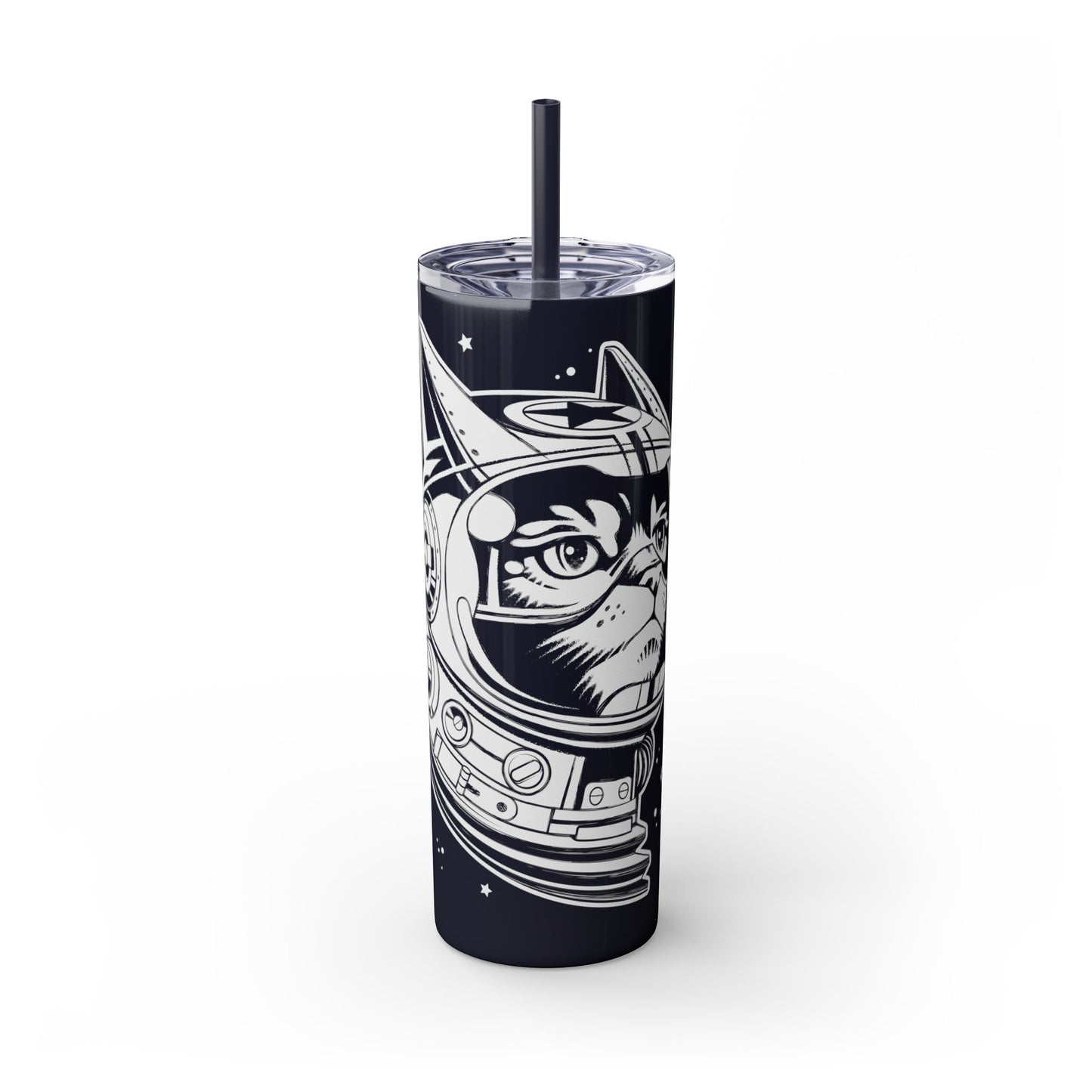 Space Cat Skinny Tumbler with Straw, 20oz