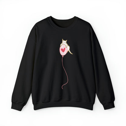 Cat on Heart Strings Women's Heavy Blend Crewneck Sweatshirt