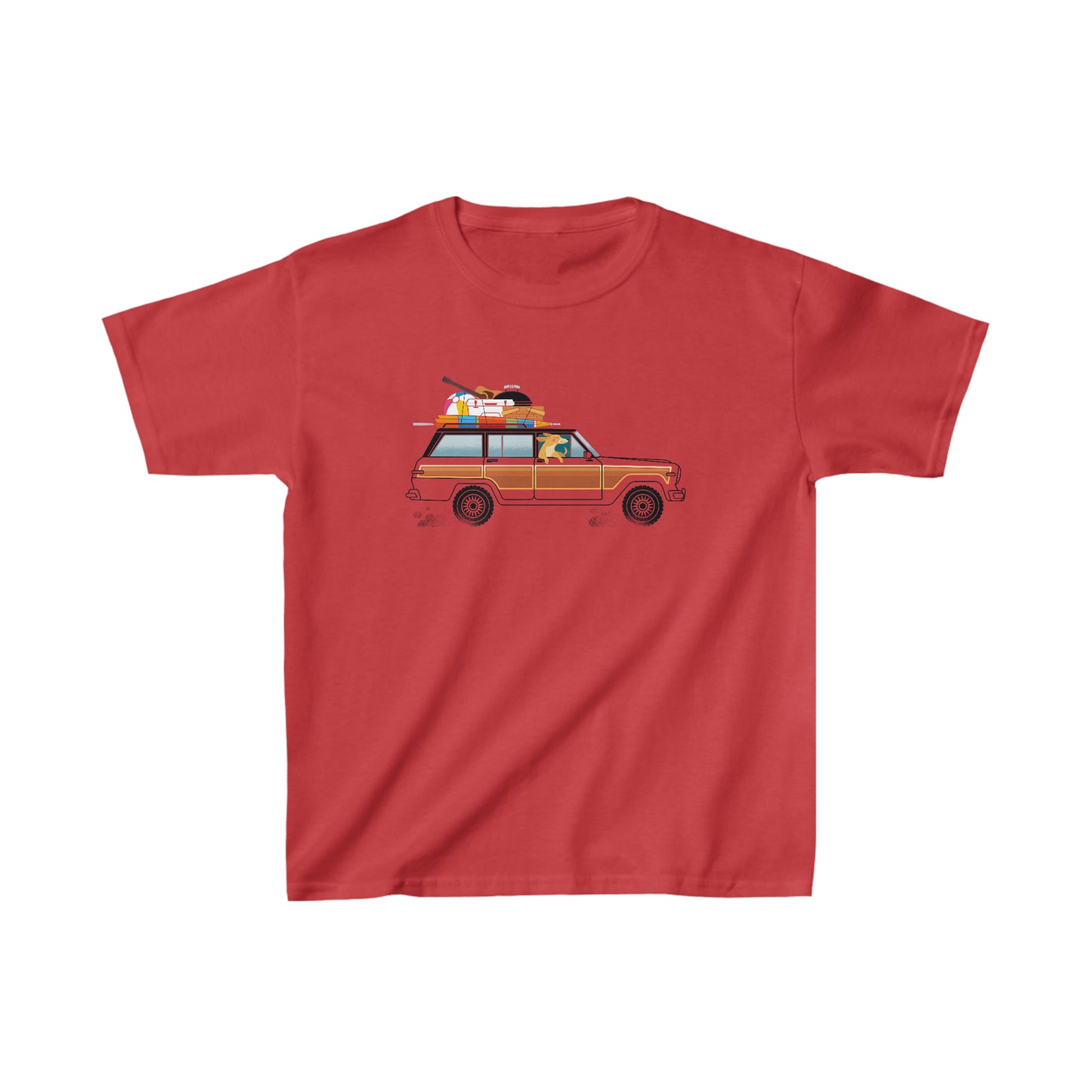 Jeep Wagoneer Camping Dog Kid's Heavy Cotton Tee