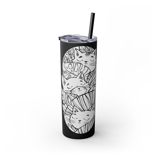 Jungle Cats Skinny Tumbler with Straw, 20oz