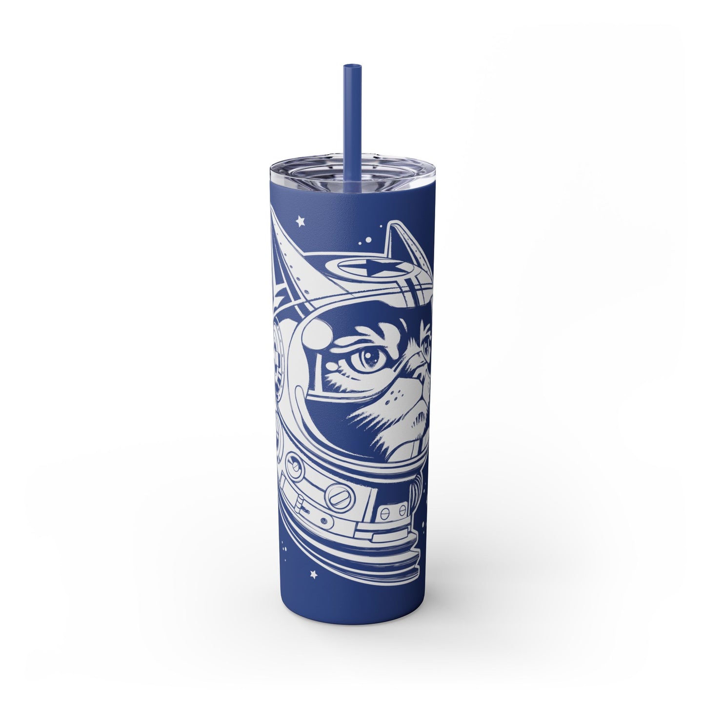 Space Cat Skinny Tumbler with Straw, 20oz