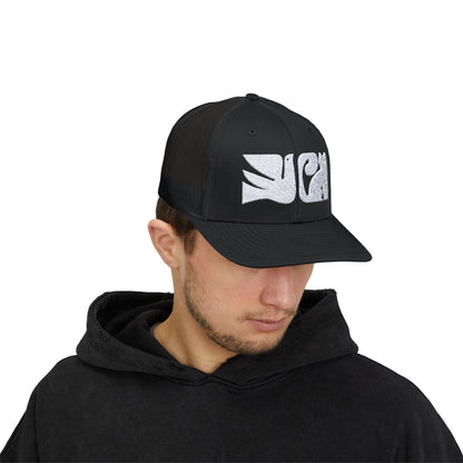 Cat and Bird Graphic Snapback Trucker Cap