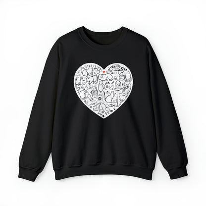 Cat Heart Women's Heavy Blend Crewneck Sweatshirt