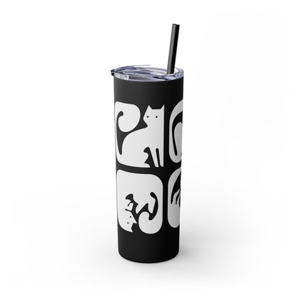 Graphic Cats Skinny Tumbler with Straw, 20oz