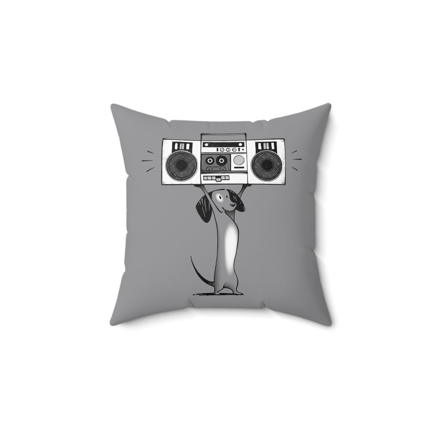 Boombox Dog Spun Polyester Square Pillow