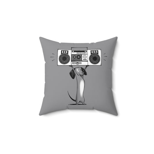 Boombox Dog Spun Polyester Square Pillow