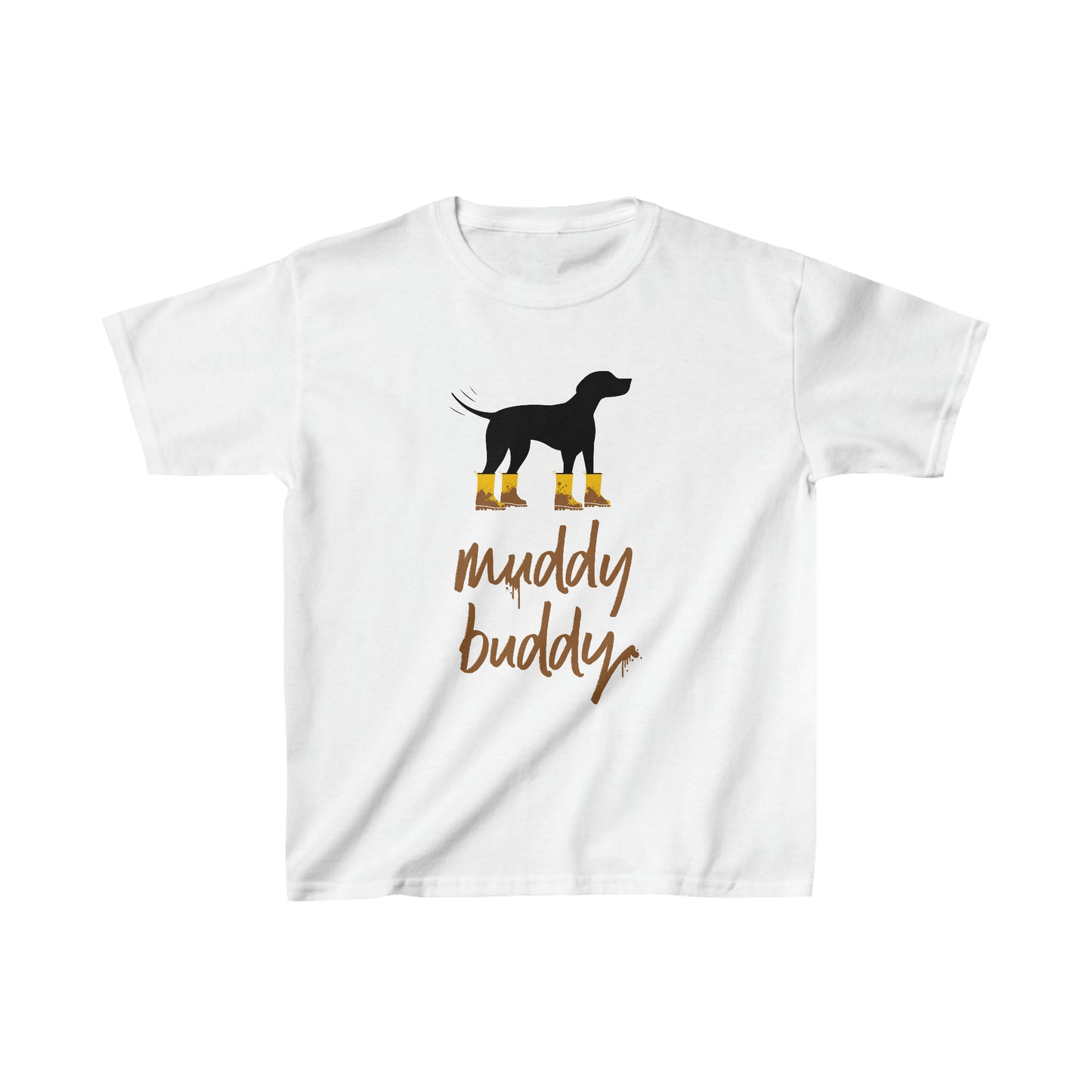 Muddy Buddy Yellow Boots Kid’s Heavy Cotton Graphic Tee