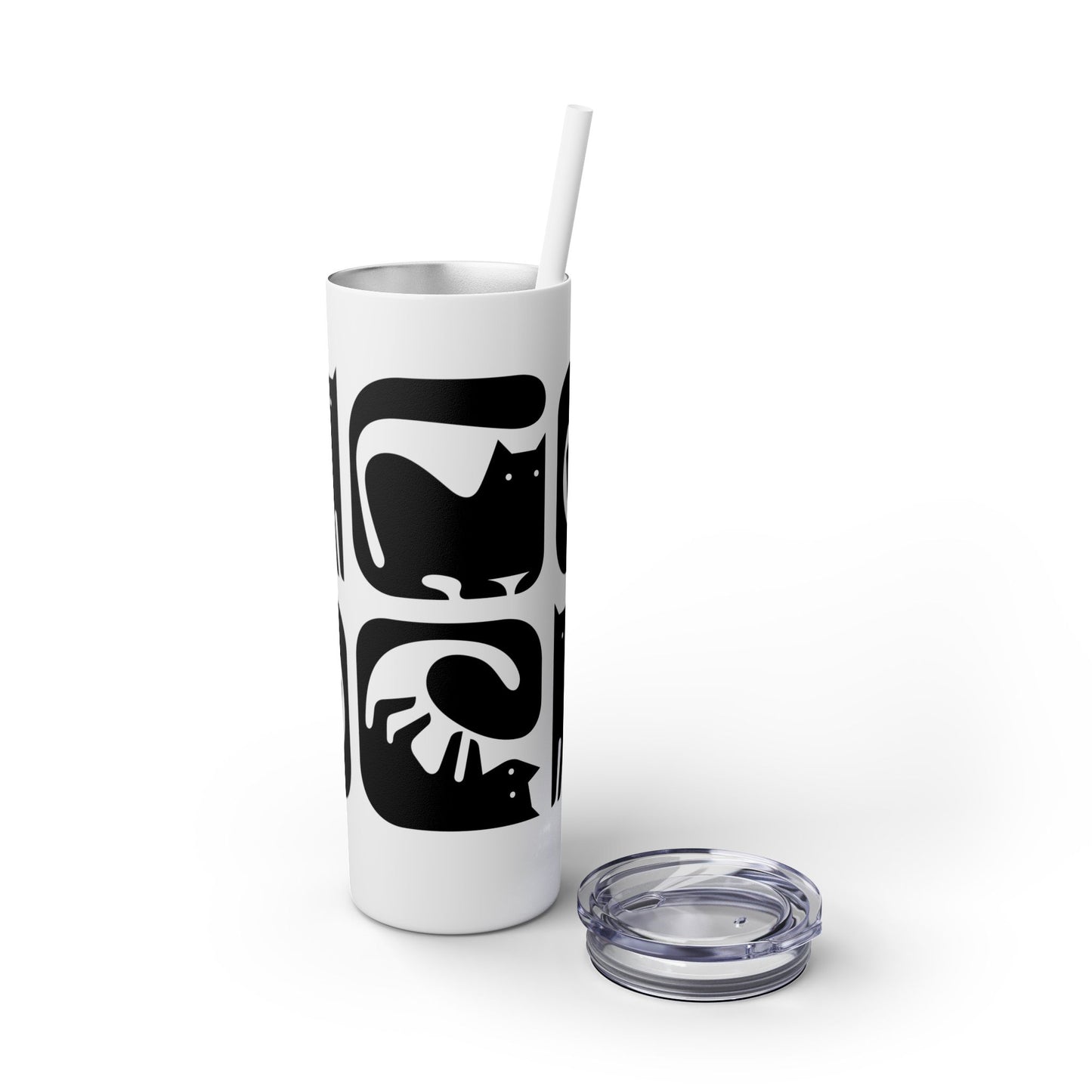 Graphic Cats Skinny Tumbler with Straw, 20oz