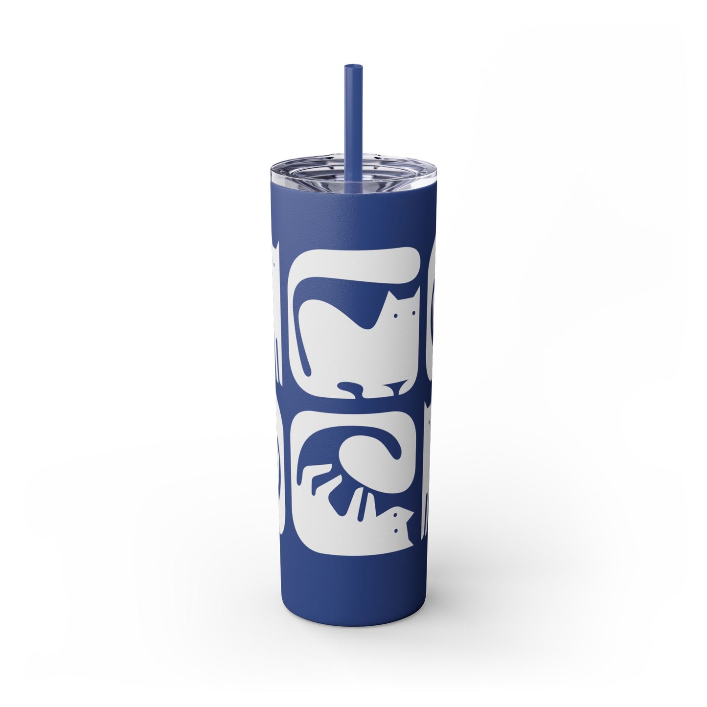 Graphic Cats Skinny Tumbler with Straw, 20oz