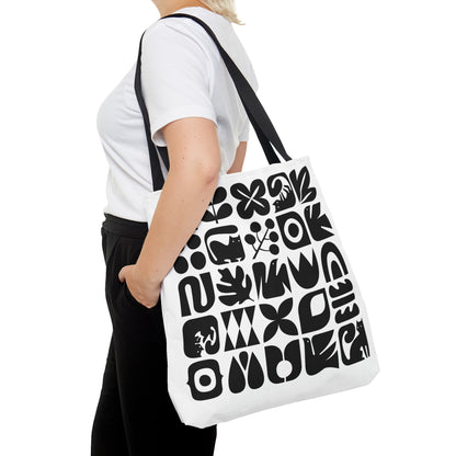 Graphic Cats and Birds Tote Bag