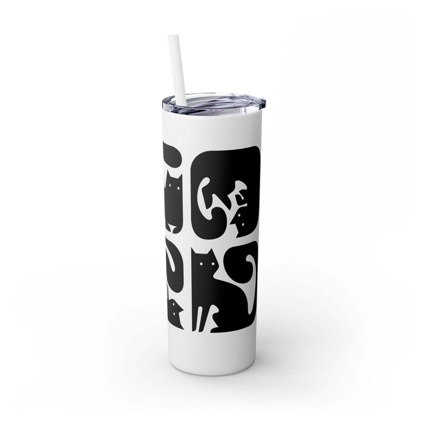 Graphic Cats Skinny Tumbler with Straw, 20oz