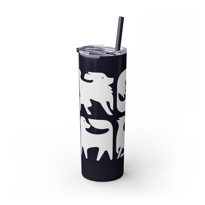 Graphic Dogs Skinny Tumbler with Straw, 20oz