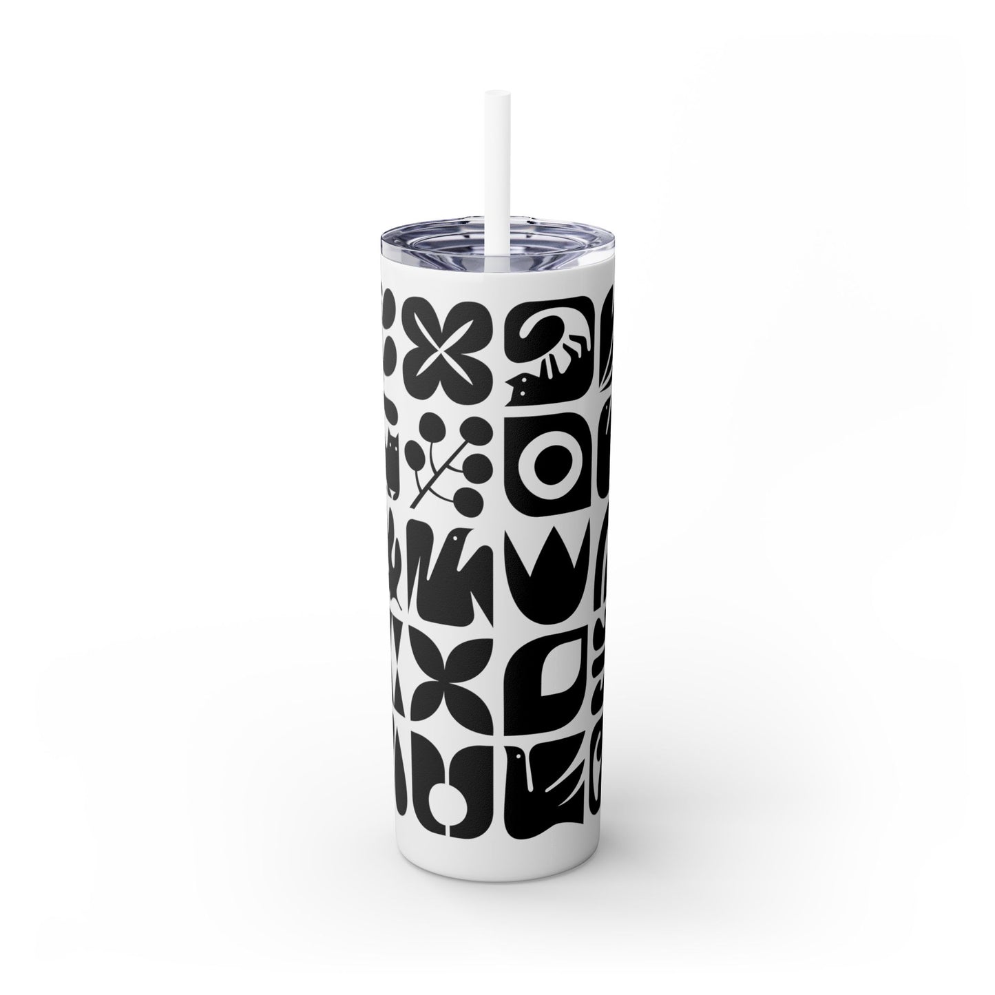 Graphic Cats and Birds Skinny Tumbler with Straw, 20oz