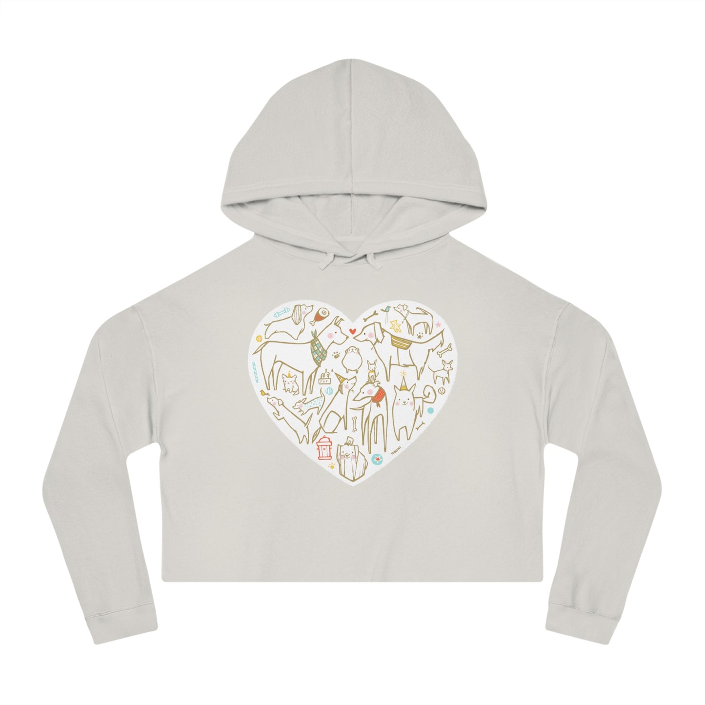 Colorful Dog Heart Women’s Cropped Hooded Sweatshirt