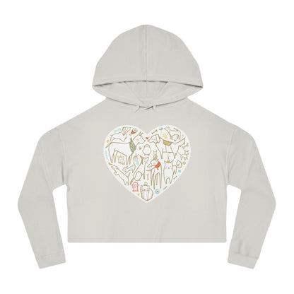 Colorful Dog Heart Women’s Cropped Hooded Sweatshirt