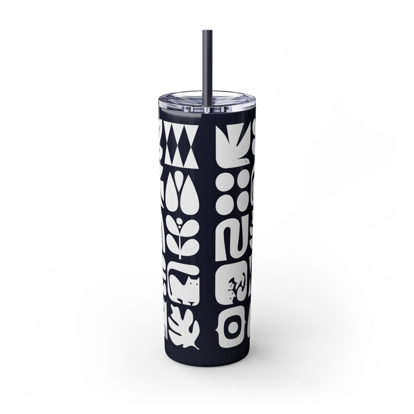 Graphic Cats and Birds Skinny Tumbler with Straw, 20oz