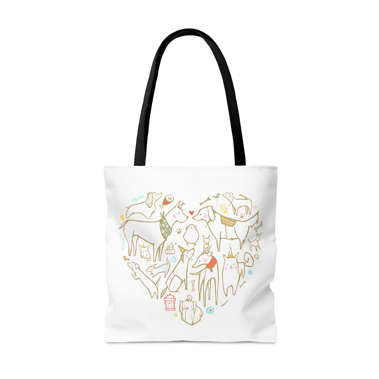 Colorful Dog Heart Tote Bag