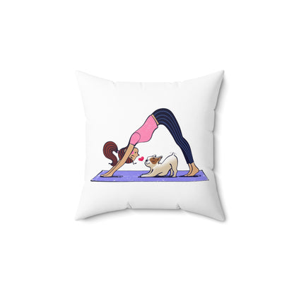 Downward Dog Spun Polyester Square Pillow