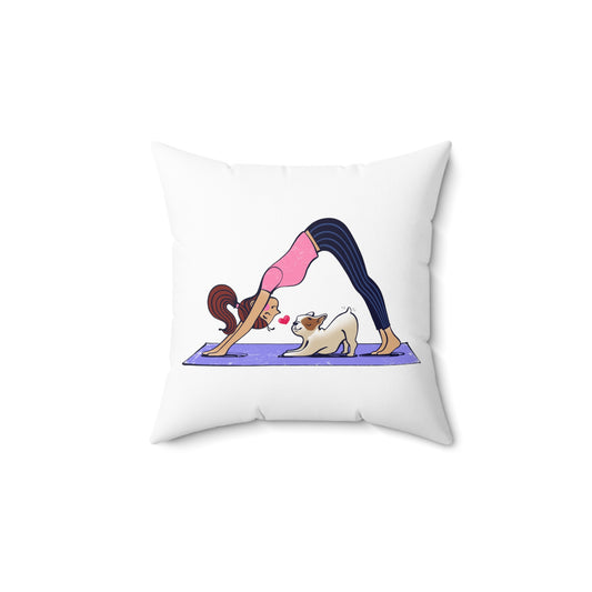 Downward Dog Spun Polyester Square Pillow