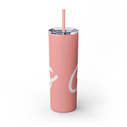 Love Cats Script Skinny Tumbler with Straw, 20oz