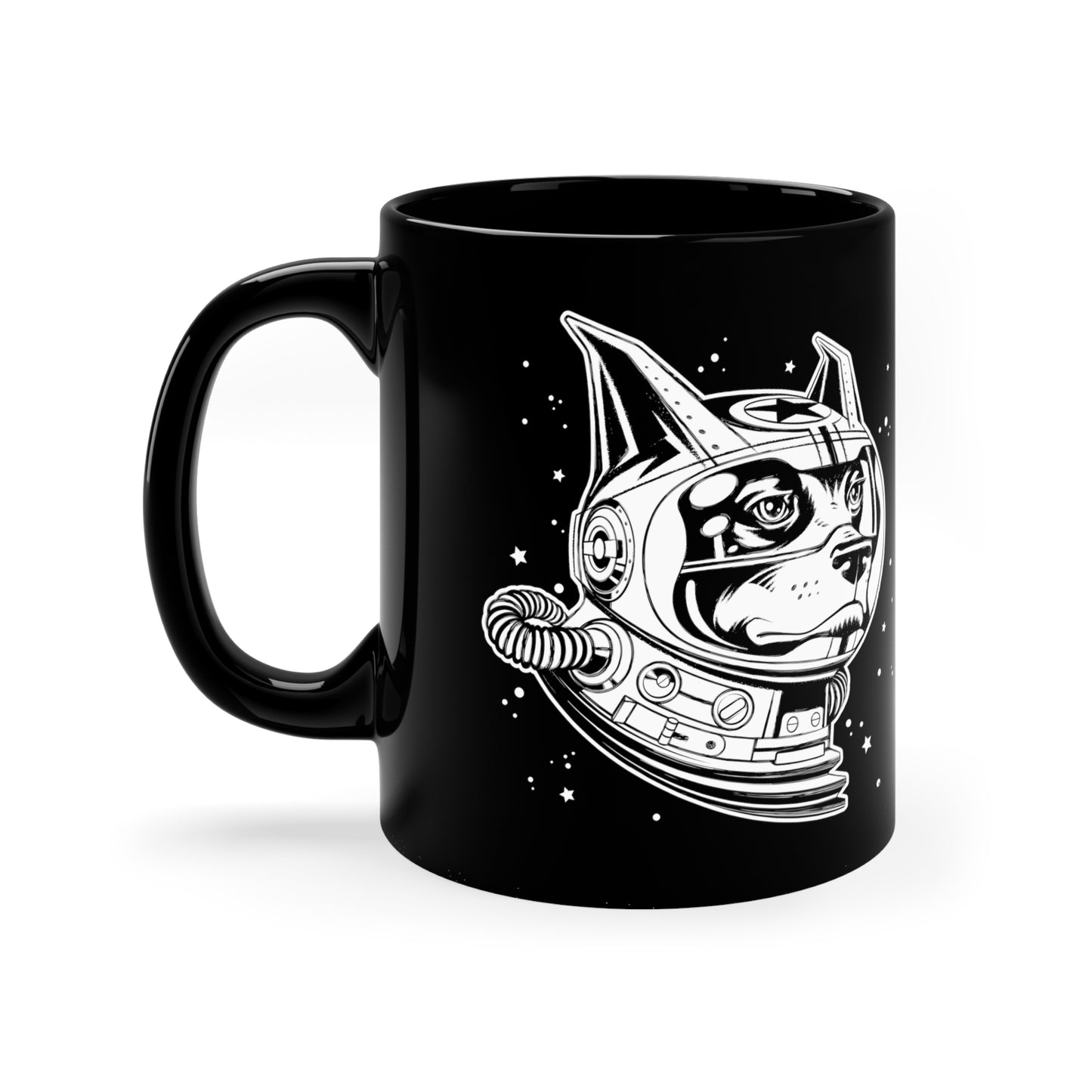 Space Dog 11oz Black Mug