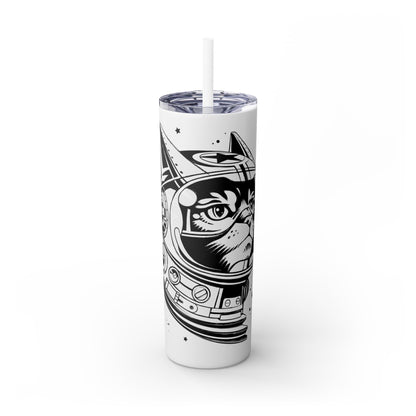 Space Cat Skinny Tumbler with Straw, 20oz