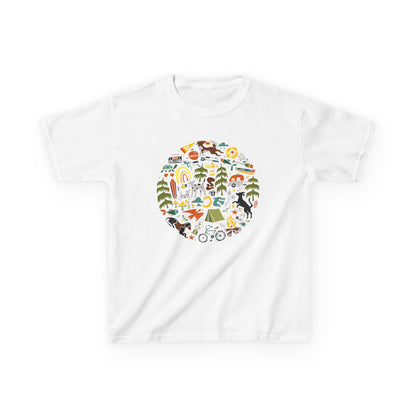Camping Dogs Kids Heavy Cotton Graphic Tee