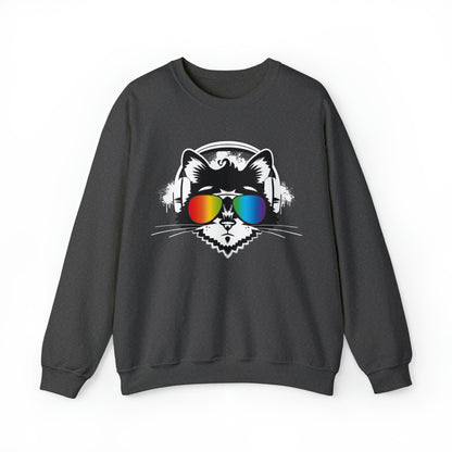 Music Cat Men's Heavy Blend Crewneck Sweatshirt