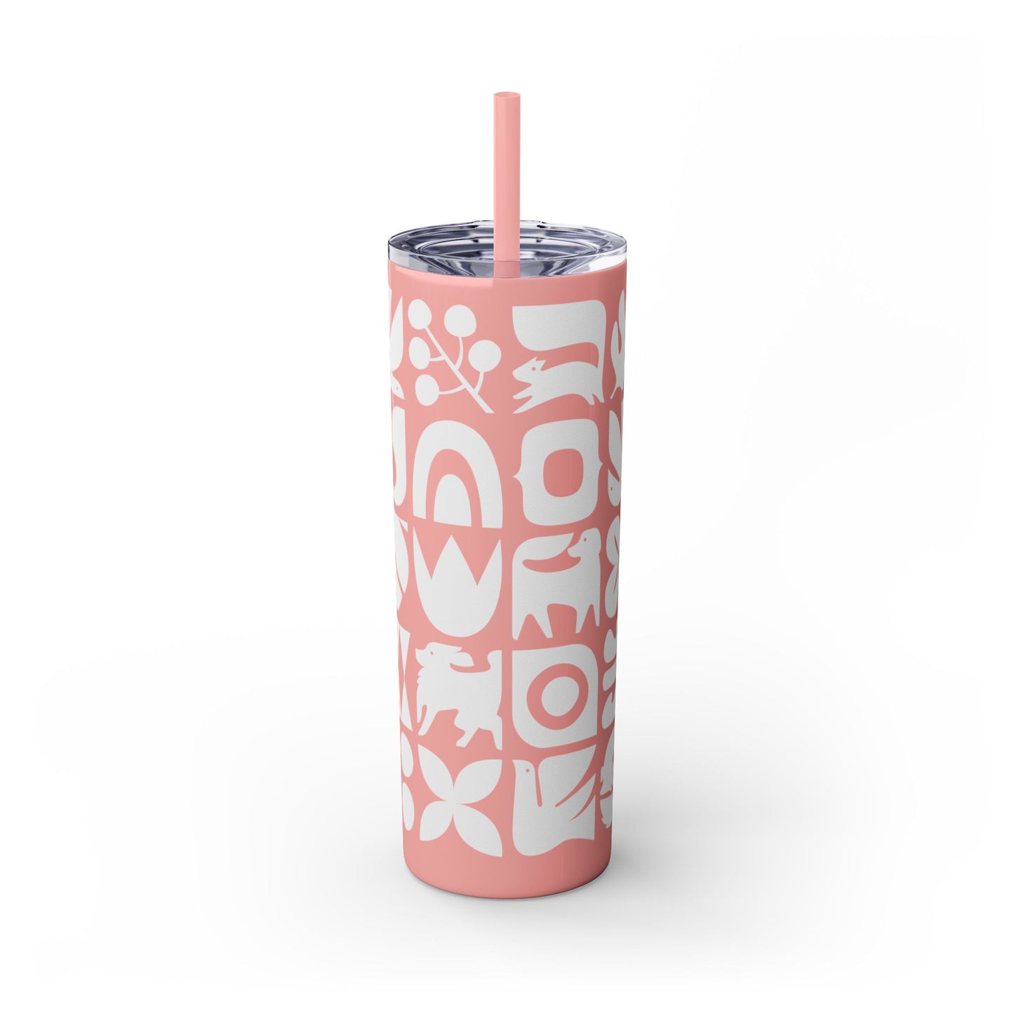 Graphic Dogs and Squirrels Skinny Tumbler with Straw, 20oz