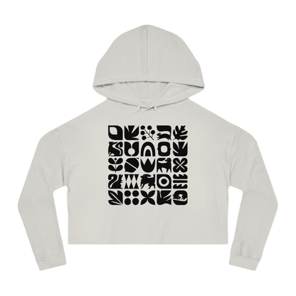 Graphic Dogs and Squirrels Cropped Hooded Sweatshirt