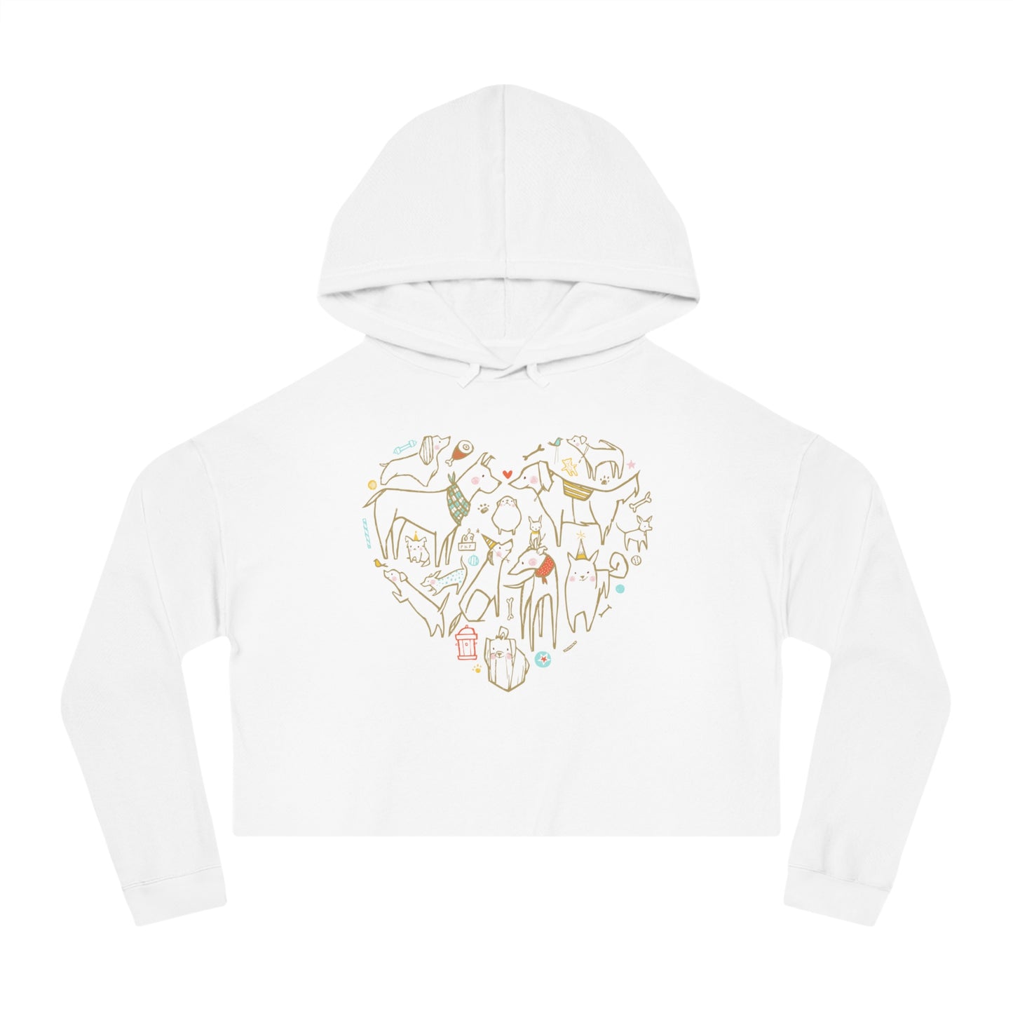 Colorful Dog Heart Women’s Cropped Hooded Sweatshirt