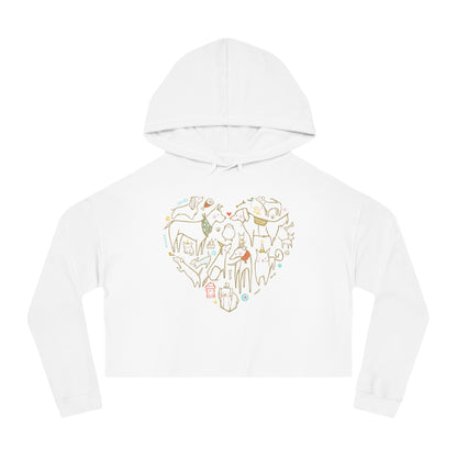 Colorful Dog Heart Women’s Cropped Hooded Sweatshirt