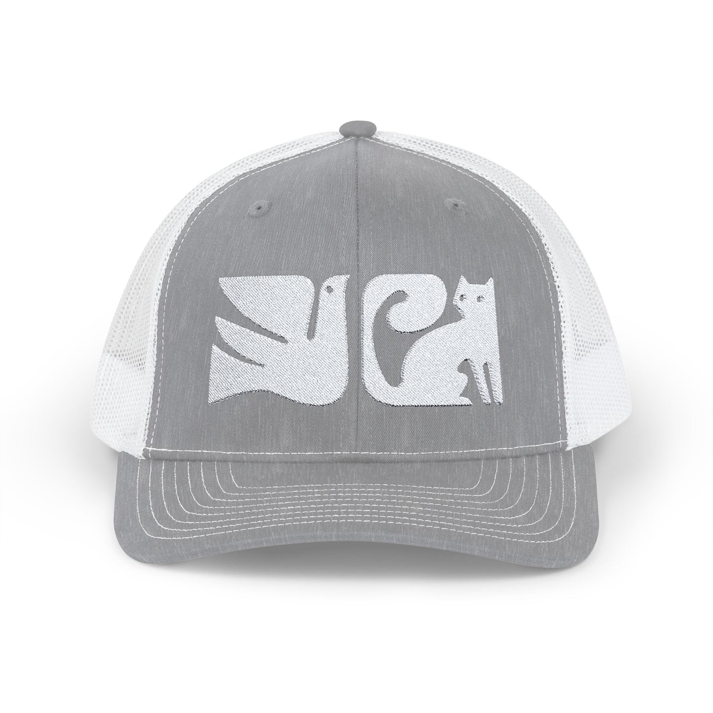 Cat and Bird Graphic Snapback Trucker Cap