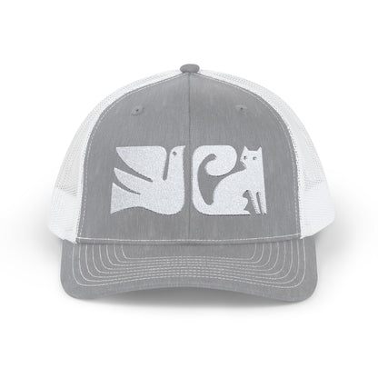 Cat and Bird Graphic Snapback Trucker Cap