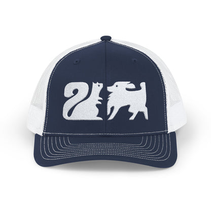 Dog and Squirrel Graphic Snapback Trucker Cap