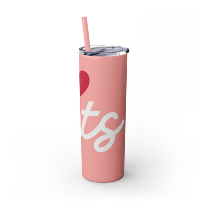 Love Cats Script Skinny Tumbler with Straw, 20oz