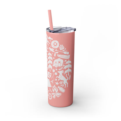 Camping Dogs Skinny Tumbler with Straw, 20oz