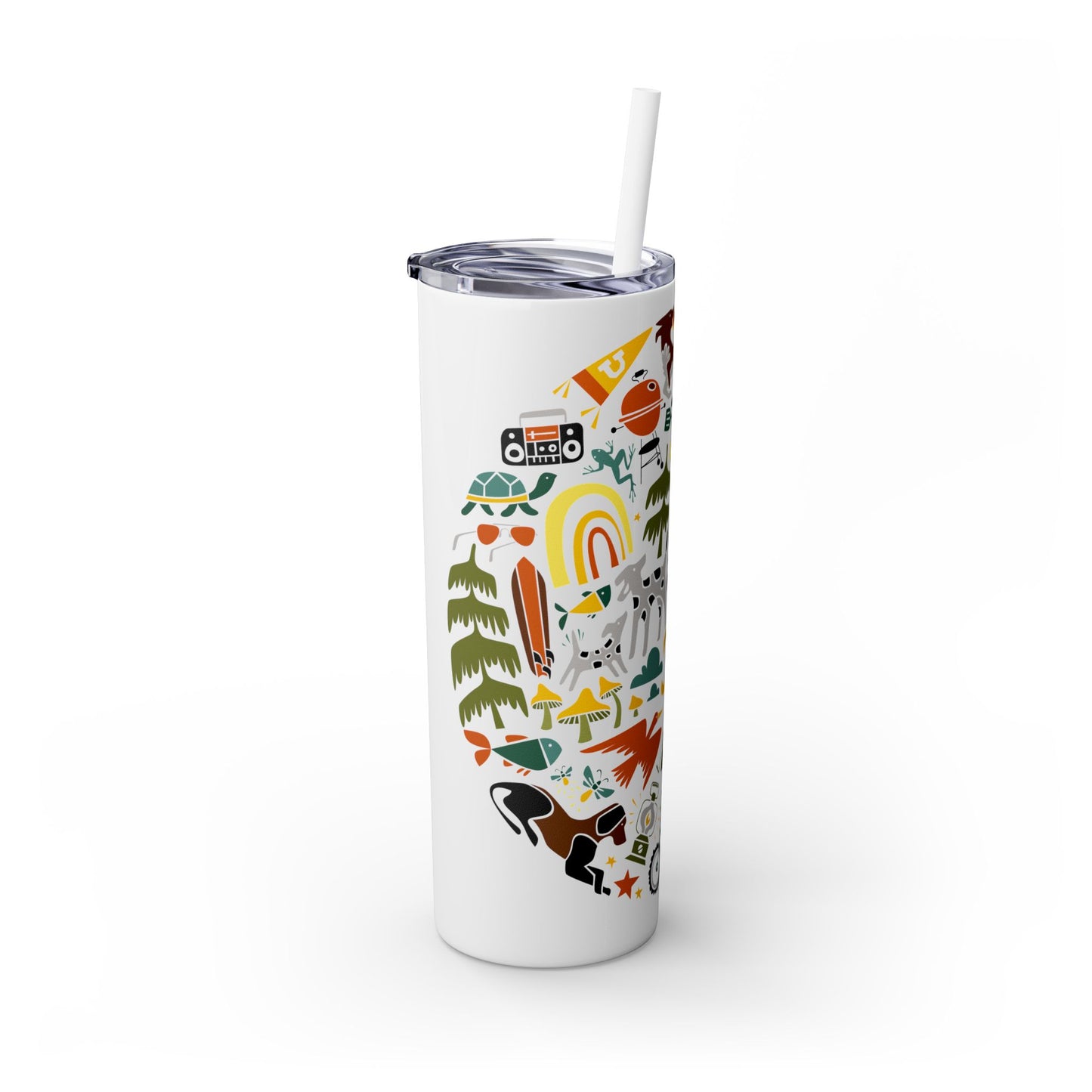 Camping Dogs Skinny Tumbler with Straw, 20oz