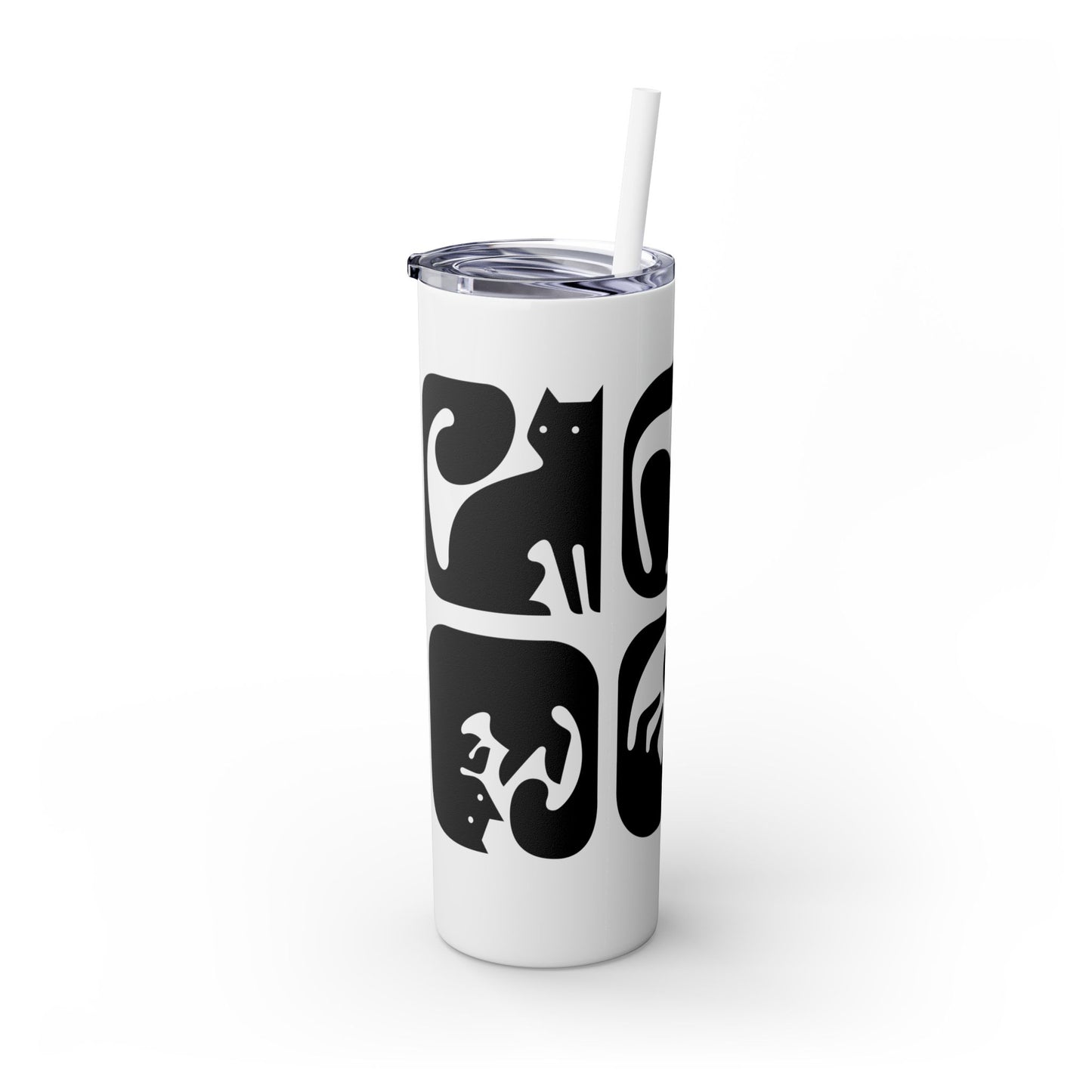 Graphic Cats Skinny Tumbler with Straw, 20oz