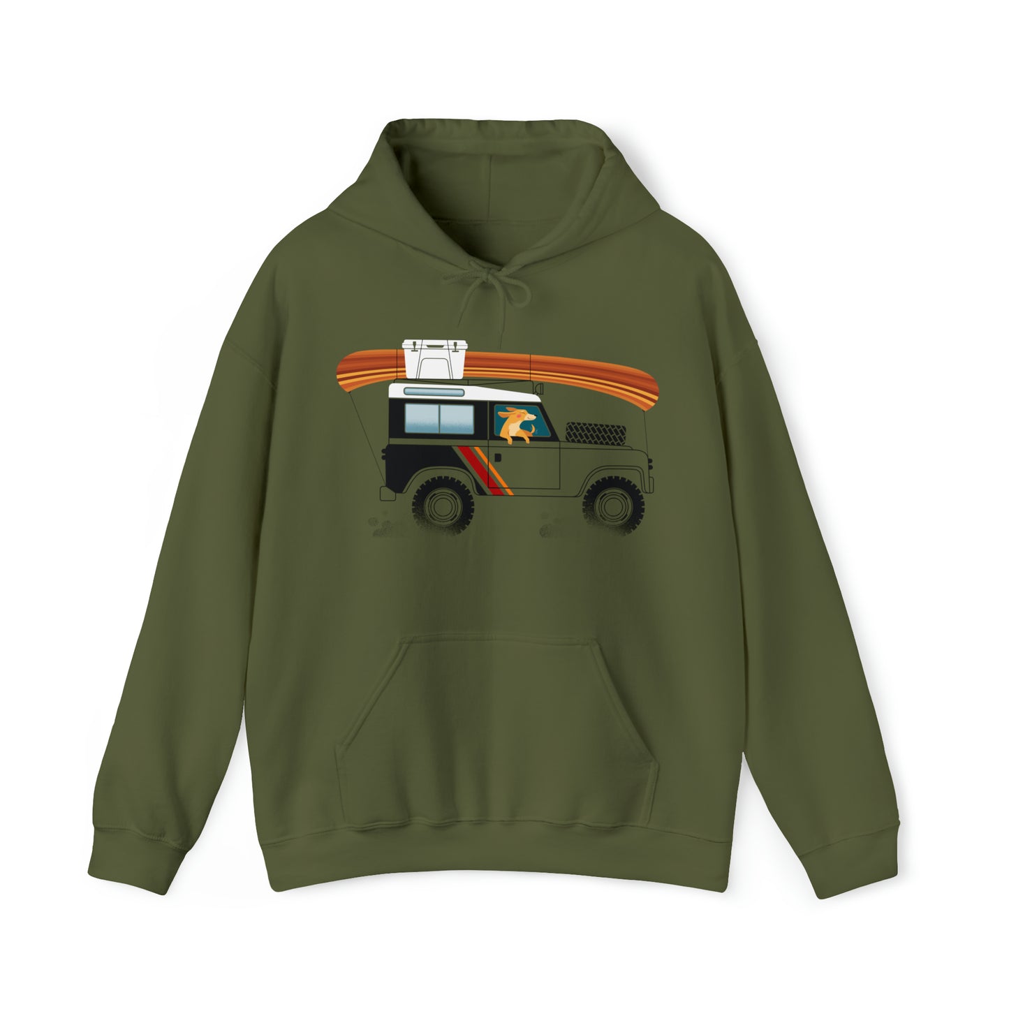 Land Rover Camping Dog Men's Hooded Sweatshirt